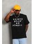 Unisex Oversize Baskılı Bisiklet Yaka T-Shirt - Siyah 2