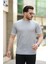 Erkek Bisiklet Yaka Çizgi Desenli Ribanalı Kısa Kollu Tshirt 1