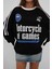 Şerit Detay Baskılı Oversize Sweatshirt 4