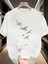 Baskılı Oversize Bisiklet Yaka T-Shirt - Beyaz 1