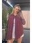 Bordo Tek Cepli Çizgili Oversize Modal Gömlek 4