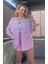 Pembe Tek Cepli Çizgili Oversize Modal Keten Gömlek 1
