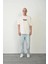 Unisex Baskılı Bisiklet Yaka Oversize T-Shirt - Beyaz 1