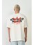 Unisex Baskılı Bisiklet Yaka Oversize T-Shirt - Beyaz 2