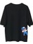 Unisex Bisiklet Yaka Baskılı Oversize T-Shirt - Siyah 1