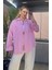 Pembe Tek Cepli Çizgili Oversize Modal Gömlek 1