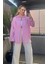 Pembe Tek Cepli Çizgili Oversize Modal Gömlek 2