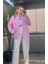 Pembe Tek Cepli Çizgili Oversize Modal Gömlek 3