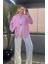 Pembe Tek Cepli Çizgili Oversize Modal Gömlek 4