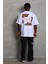 Unisex Oversize Baskılı Bisiklet Yaka T-Shirt - Beyaz 1
