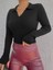 Kadın Siyah Polo Yaka Parmak Detay Triko Bluz 2047 5