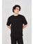 Unisex Jakar Kumaş Rahat Kol T-Shirt - Siyah 1