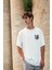 Unisex Baskılı Oversize T-Shirt - Beyaz 3