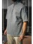 Unisex Yarım Fermuarlı Yıkamalı T-Shirt - Gri 3