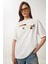 Nakışlı Pamuklu Oversize Örme T-Shirt 2