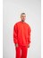 Uzun Kol Bisiklet Yaka Basic Sweatshirt - Kırmızı 1