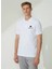 Yakası Düğmeli Yakalı Pike Baskılı T-Shirt - Beyaz 1