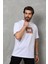 Unisex Bisiklet Yaka Baskılı Oversize T-Shirt - Beyaz 4