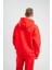 Unisex Double Oversize Kapşonlu Basic Sweatshirt - Kırmızı 3