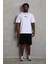 Unisex Oversize Baskılı Bisiklet Yaka T-Shirt - Beyaz 2