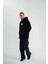 Unisex Kapşonlu Uzun Kol Patchli Nakışlı Sweatshirt - Siyah 2