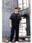 Unisex Bisiklet Yaka Baskılı Oversize T-Shirt - Siyah 3
