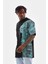 Unisex Bisiklet Yaka Baskılı Oversize T-Shirt - Siyah 3