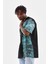 Unisex Bisiklet Yaka Baskılı Oversize T-Shirt - Siyah 4