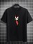 Unisex Bisiklet Yaka Baskılı Oversize T-Shirt - Siyah 1