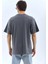 Unisex Oversize Taşlı Bisiklet Yaka T-Shirt - Füme 2
