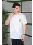 Unisex Bisiklet Yaka Baskılı Oversize T-Shirt - Beyaz 2