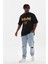 Unisex Baskılı Oversize T-Shirt - Siyah 4