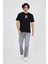 Erkek Bisiklet Yakalı Baskılı T-Shirt - Siyah 2