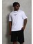 Unisex Oversize Baskılı Bisiklet Yaka T-Shirt - Beyaz 1