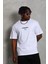 Unisex Oversize Baskılı Bisiklet Yaka T-Shirt - Beyaz 2