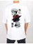 Unisex Bisiklet Yaka Baskılı Oversize T-Shirt - Beyaz 2