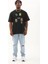 Unisex Oversize Baskılı Bisiklet Yaka T-Shirt - Siyah 4