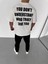 Unisex Bisiklet Yaka Baskılı Oversize T-Shirt - Beyaz 3