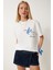 Boncuk Detaylı Baskılı Örme T-Shirt 1