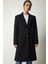 Kruvaze Yaka Düğmeli Kaşe Kaban LTO0020 SİYAH 2