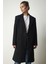 Kruvaze Yaka Düğmeli Kaşe Kaban LTO0020 SİYAH 3