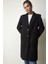 Kruvaze Yaka Düğmeli Kaşe Kaban LTO0020 SİYAH 4