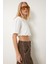 Lastikli Crop Örme T-Shirt 1