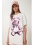 Ayıcık Baskılı Pamuklu Oversize Örme T-Shirt 1