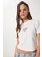 Taşlı Kalp Detaylı Crop Örme T-Shirt 1