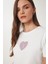 Taşlı Kalp Detaylı Crop Örme T-Shirt 3