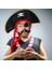 Bfs Nessiworld Yetişkin Boy Kadife Kaptan Jack Sparrow Korsan Şapkası ve Plastik Korsan Göz Maskesi 1