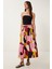 Desenli Poplin Midi Dokuma Etek Pembe Krem LCR0079 1