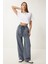 Soluk Efektli Geniş Paça Denim Palazzo Pantolon 1