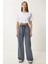 Soluk Efektli Geniş Paça Denim Palazzo Pantolon 3
